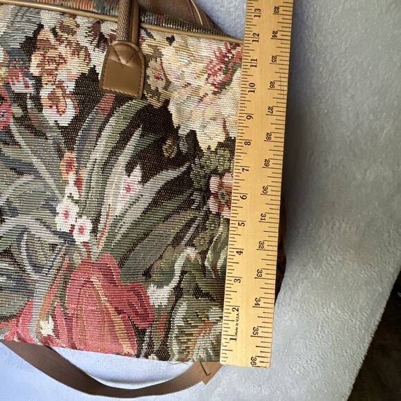 VTG Adolfo Floral Carpet Weekender Bag Boho Cottagecore Travel Luggage Tote - Picture 15 of 16
